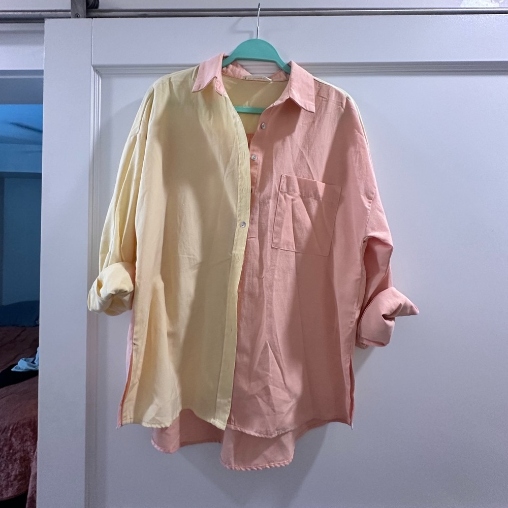 Oversized Relaxed Fit Button Down Top